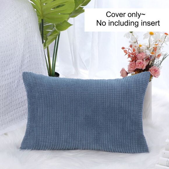 Throw Pillow Cover Corduroy Corn Striped Cushion Cover, Dark Blue 12" x 18" - Picture 5 of 6